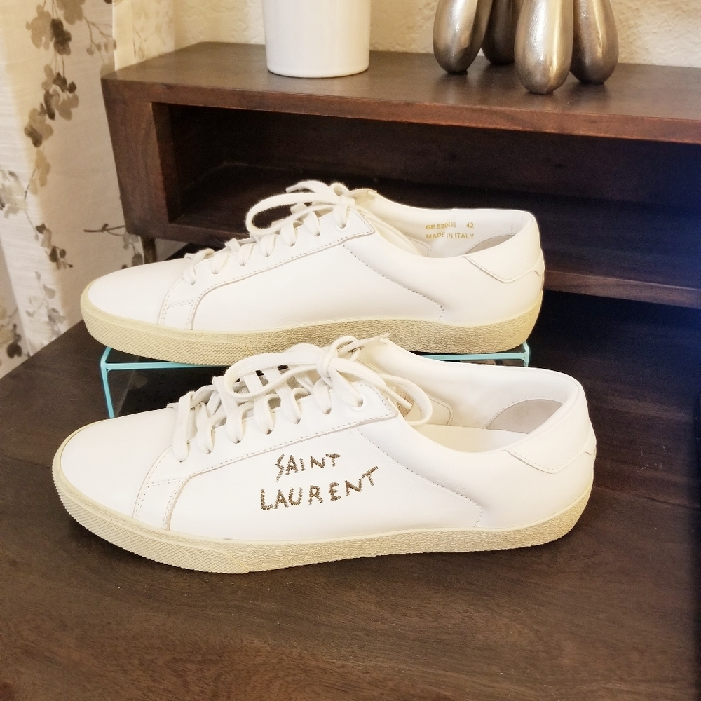 Mens White Saint Laurent Court Classic Sneakers - Picture 1 of 4